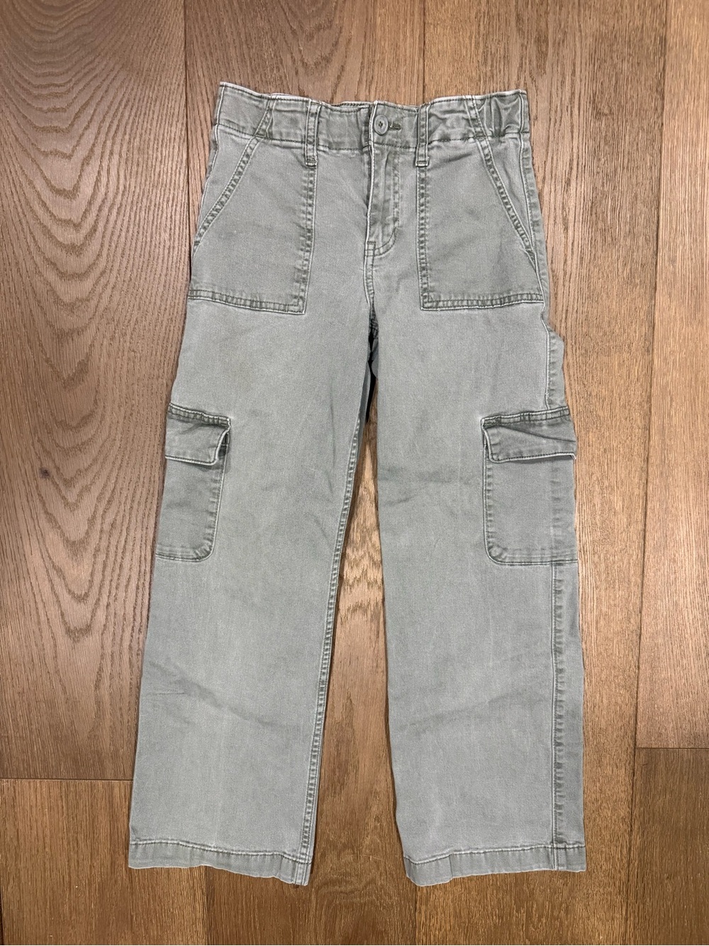 Abercrombie Kids Faded Olive Sage Green Wide Leg Utility Cargo Pants
